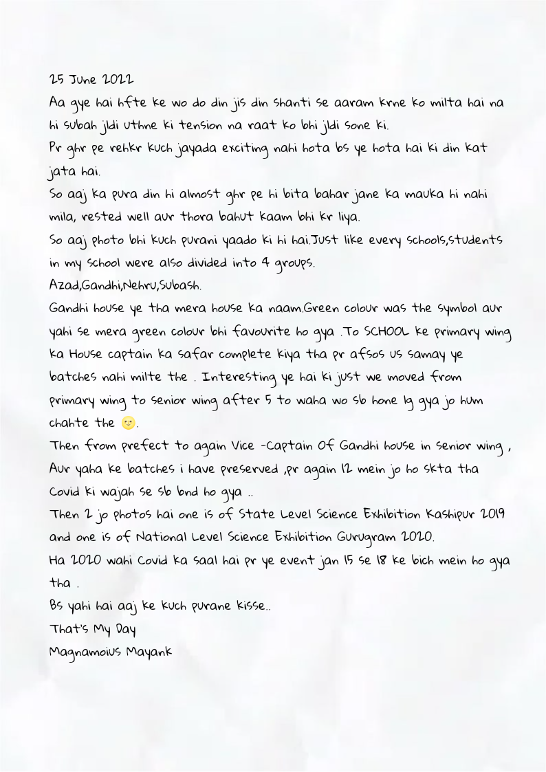 Diary Mayank